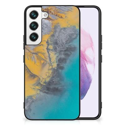 Samsung Galaxy S22 Marmeren Print Telefoonhoesje Marble Blue Gold
