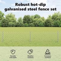 VidaXL Hek met paal zilver 0,4 x 25 m staal - thumbnail