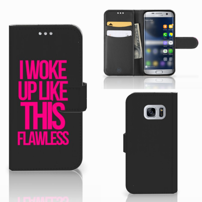 Samsung Galaxy S7 Hoesje met naam Woke Up - Origineel Cadeau Zelf Maken | Portemonnee hoesje Samsung Galaxy S7 Hoesje met naam Woke Up - Origineel Cadeau Zelf Maken | Portemonnee hoesje