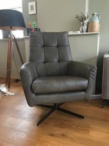 Leren draaifauteuil volledig gestoffeerd - met hoge rug en stervoet - grijs leer - Echt leer, Modern, ontdek de vele Leersoorten en Kleuren bij ShopX