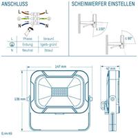 Ansmann WFL800 1600-0280 LED-wandspot Energielabel: F (A - G) 10 W Neutraalwit - thumbnail