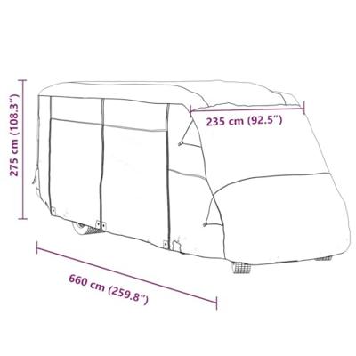 VidaXL Camperhoezen 660x235x275 cm vliesvlies grijs
