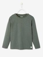 Personaliseerbare gekleurd T-shirt voor jongens met lange mouwen groengrijs - thumbnail