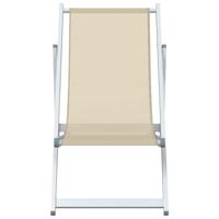 Strandstoelen inklapbaar 2 st aluminium en textileen crmekleur - thumbnail
