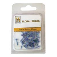 Nellie's Choice • floral glitter brads 3mm. 40stuks/pkg sapphire - thumbnail