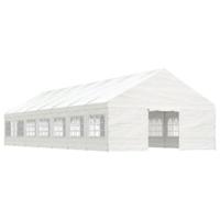 Prieel met dak 15,61x5,88x3,75 m polyetheen wit - thumbnail