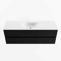 MONDIAZ VICA 140cm badmeubel onderkast Urban 2 lades. Wastafel MOON midden zonder kraangat, kleur Talc. - thumbnail