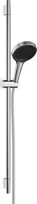 Hansgrohe Rainfinity doucheset 130 3jet met glijstang S Puro 90 cm, push-schuifstuk en Designflex textiel doucheslang 160 cm, chroom Hansgrohe Rainfinity doucheset 130 3jet met glijstang S Puro 90 cm, push-schuifstuk en Designflex textiel doucheslang 160 cm, chroom