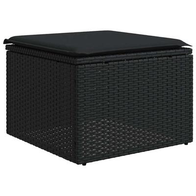 8-delige Loungeset met kussens poly rattan zwart - thumbnail