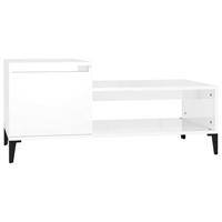 Salontafel 100x50x45 cm bewerkt hout hoogglans wit - thumbnail