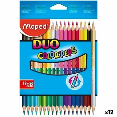 Kleurpotloden Maped Duo Color' Peps Multicolour 18 Onderdelen Dubbelzijdig (12 Stuks)