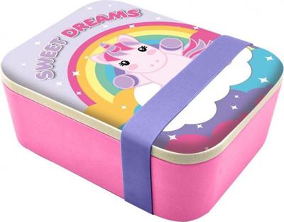 Sweet Dreams broodtrommel eenhoorn 14 x 18 cm bamboe roze Sweet Dreams broodtrommel eenhoorn 14 x 18 cm bamboe roze