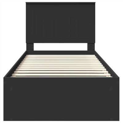 Bedframe met hoofdeinde Zwart 90 x 200 cm Massief grenenhout