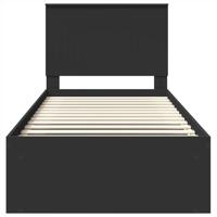 Bedframe met hoofdeinde Zwart 90 x 200 cm Massief grenenhout - thumbnail