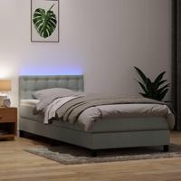 Boxspring met matras en LED fluweel lichtgrijs 80x220 cm - thumbnail