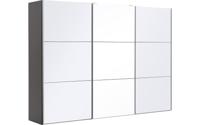 Goossens Kledingkast Easy Storage Sdk, 303 cm breed, 220 cm hoog, 2x 3 paneel glas schuifdeuren en 1x 3 paneel spiegel schuifdeur midden - thumbnail
