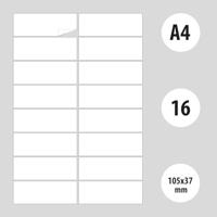 OFFICE products etiketten, wit, rechte hoeken, 100 vel, 105 x 37 mm, 16 etiketten per vel - thumbnail