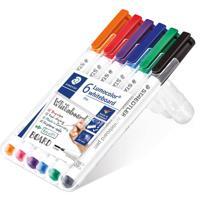 Staedtler whiteboard pen Lumocolor Pen, opstelbare box met 6 stuks in geassorteerde kleuren - thumbnail