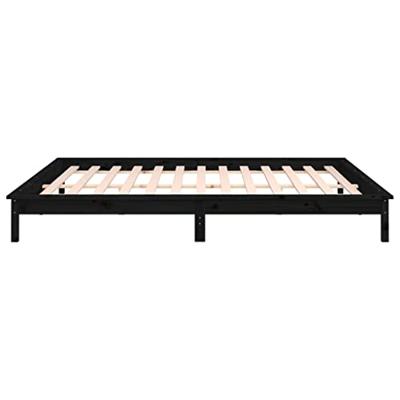 Bedframe LED massief hout zwart 140x190 cm - thumbnail