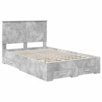 Bedframe met hoofdeinde Beton Grijs 135 x 190 cm Bewerkt hout - thumbnail