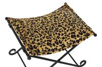 Voetensteun DKD Home Decor Zwart Metaal Bruin Leer Luipaard Koloniaal (55 x 45 x 41 cm) - thumbnail