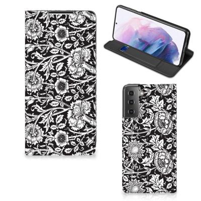 Samsung Galaxy S21 Plus Smart Cover Black Flowers Samsung Galaxy S21 Plus Smart Cover Black Flowers