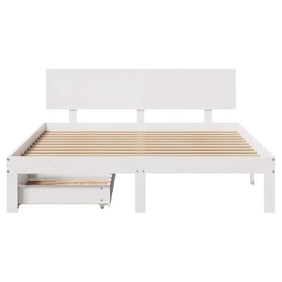 Bedframe met lades massief grenenhout wit 120x200 cm