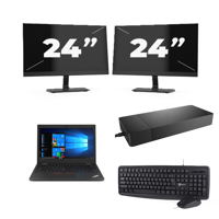 Lenovo ThinkPad L390 - Intel Core i3-8e Generatie - 13 inch - 8GB RAM - 256GB SSD - Windows 11 + 2x 24 inch Monitor - thumbnail