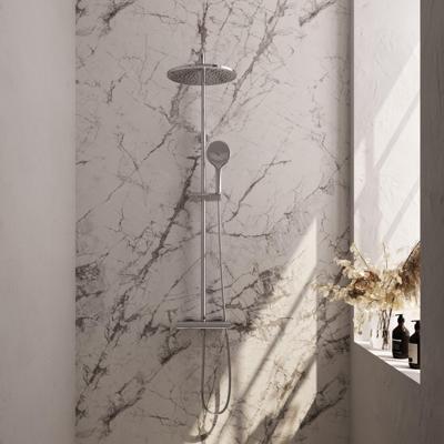 Chrome opbouw thermostatische regendouche SET 04 - 30 cm douchekop - 3-standen handdouche