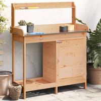 VidaXL Oppottafel met kast 110,5x45x124,5 cm massief vurenhout bruin - thumbnail