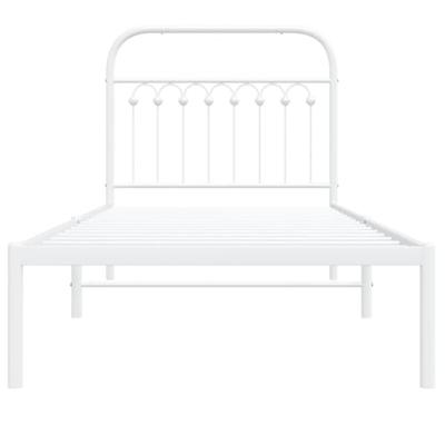 Bedframe met hoofdbord metaal wit 90x200 cm Bedframe met hoofdbord metaal wit 90x200 cm