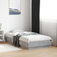 Bedframe bewerkt hout betongrijs 75x190 cm - thumbnail