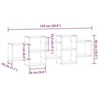 Wandschap 129x18x42 cm bewerkt hout oud houtkleurig - thumbnail
