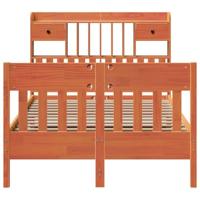 Bedframe zonder matras massief grenenhout wasbruin 135x190 cm - thumbnail
