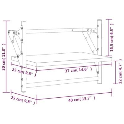 Wandschappen met stangen 2 st 40x25x30 cm zwart - thumbnail