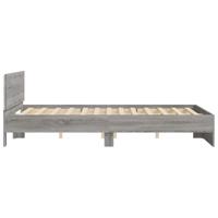 Bedframe met hoofdeinde en LED grijs sonoma eiken 150x200 cm - thumbnail