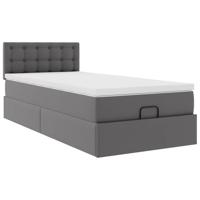 Ottoman bed met matras 180x200cm kunstleer grijs - thumbnail