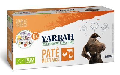 YARRAH ORGANIC HOND MULTIPACK PATE KALKOEN / KIP / RUND 6X150 GR