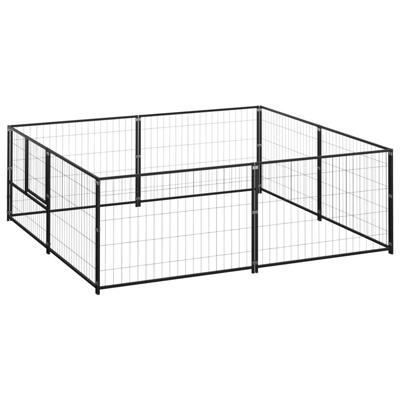 VidaXL Hondenkennel 4 m² staal zwart VidaXL Hondenkennel 4 m² staal zwart