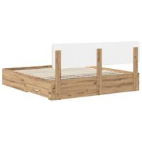 Bedframe met hoofdeinde Artisan Eiken 180 x 200 cm Bewerkt hout - thumbnail