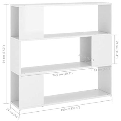 VidaXL Boekenkast/kamerscherm 100x24x94 cm hoogglans wit