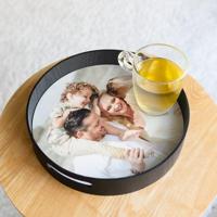 Rond dienblad bedrukken - Zwart - 30 cm - thumbnail