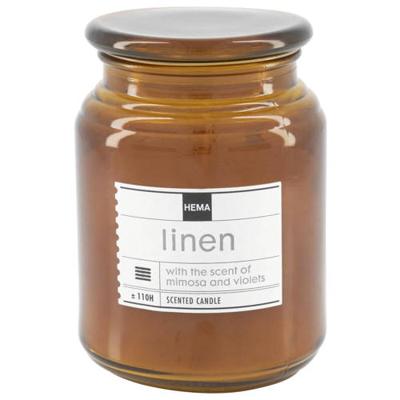 HEMA Geurkaars In Glazen Pot Ø10x14 Linen