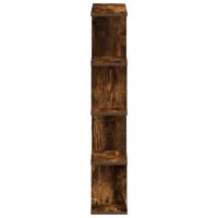 Wandschap kubus 12 vakken bewerkt hout gerookt eikenkleurig - thumbnail