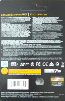 Sandisk SDXC geheugenkaart - 128GB - ExtremePro - U3