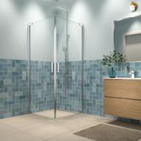 Tweedelige hoekinstap met helder veiligheidsglas en antikalklaag Sealskin Inc. 90x90x200 cm Mat Zwart - thumbnail