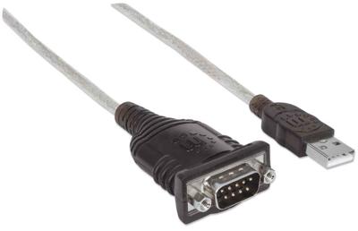 Manhattan USB 1.1 Adapter [1x USB 1.1 stekker A - 1x D-sub stekker 9-polig] 151849 1.80 m Vergulde steekcontacten