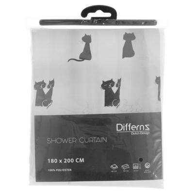 Douchegordijn Differnz Cats Polyester 180x200 cm Zwart Douchegordijn Differnz Cats Polyester 180x200 cm Zwart