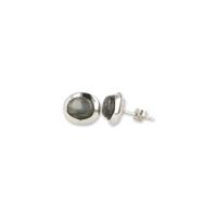 Zilveren Oorstekers Labradoriet Ovaal - 925 Sterling - thumbnail