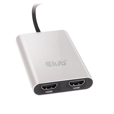 club3D CSV-1574 Thunderbolt / HDMI Adapter [1x Thunderbolt 3-stekker (USB-C®) - 2x HDMI-stekker] Grijs, Zwart 0.27 m